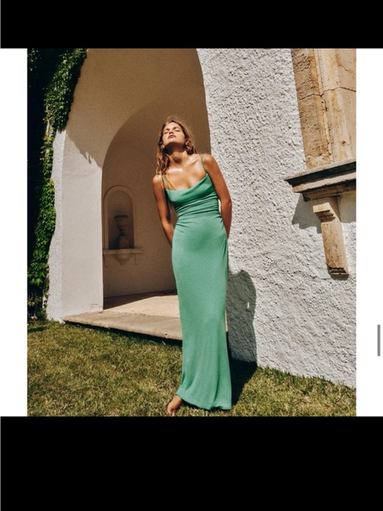 Zara Dresses & Skirts - NWT Zara Draped Open Back Dress in Mid-green size Medium
